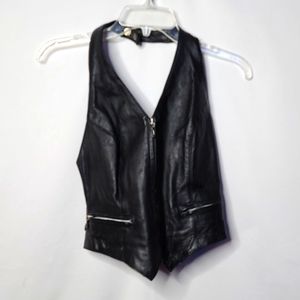 Wilson's 100% leather halter zip up vest with stretchable back for fit sz Medium